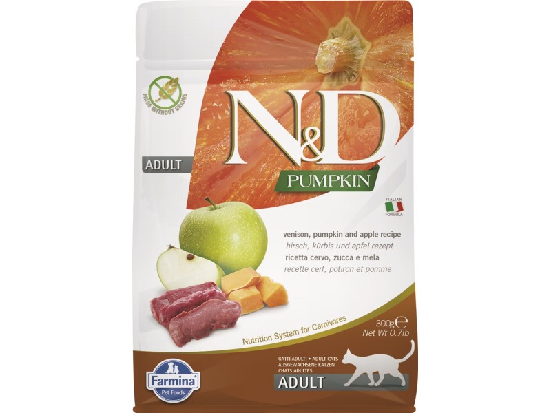 FARMINA N&D Pumpkin Cat Venison and Apple Adult - dry cat food - 300 g PND0030011 – Farmina Храна за котки