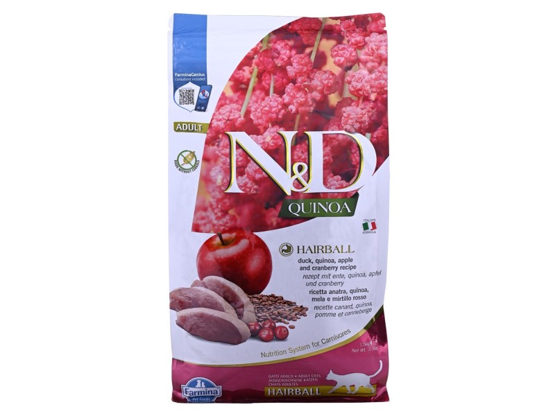 FARMINA N&D Quinoa Hairball - dry cat food - 1.5 kg DLKFRMKAS0021 – Farmina Храна за котки