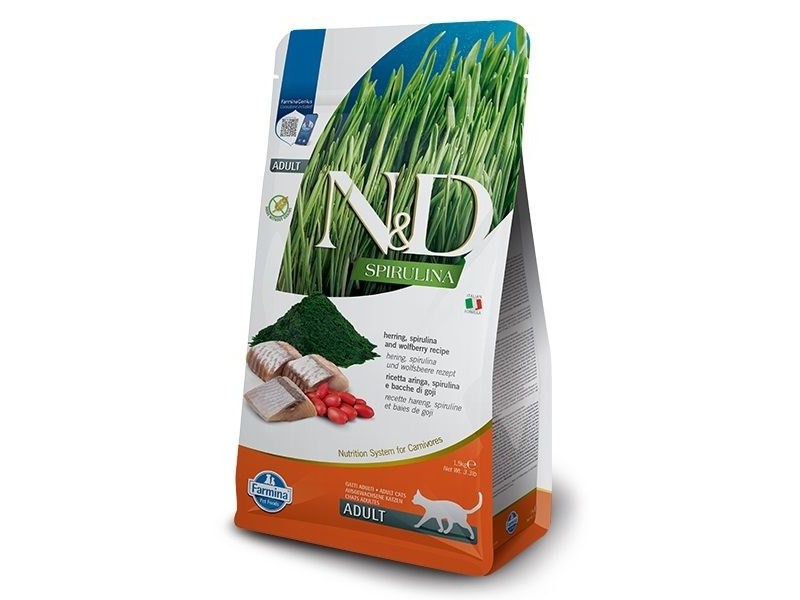 FARMINA N&D Spirulina Herring - dry cat food - 1.5 kg FARMINA N&D Spirulina Herring - dry cat food - 1.5 kg DLKFRMKAS0019 – Farmina Храна за котки