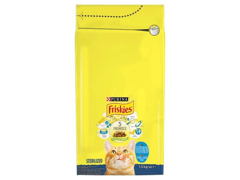 FRISKIES Sterilized Salmon and tuna with vegetables - dry cat food - 1,5 kg DLZPUIKSK0056 – PURINA NESTLE Храна за котки