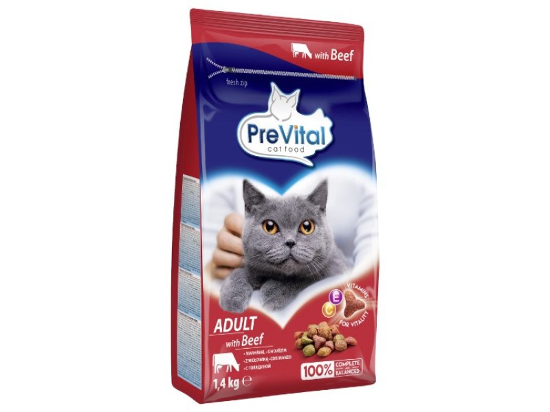 PREVITAL Cat Food Adult with Beef - Dry Cat Food - 1.4 kg DLKPVTKAS0002 –  Храна за котки