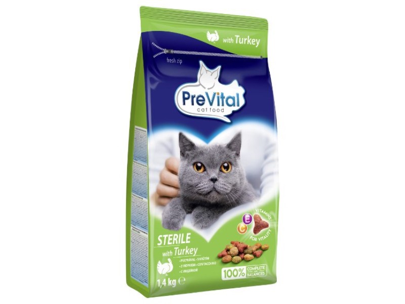 PREVITAL Cat Food Sterile with Turkey - Dry Cat Food - 1.4 kg DLKPVTKAS0003 –  Храна за котки