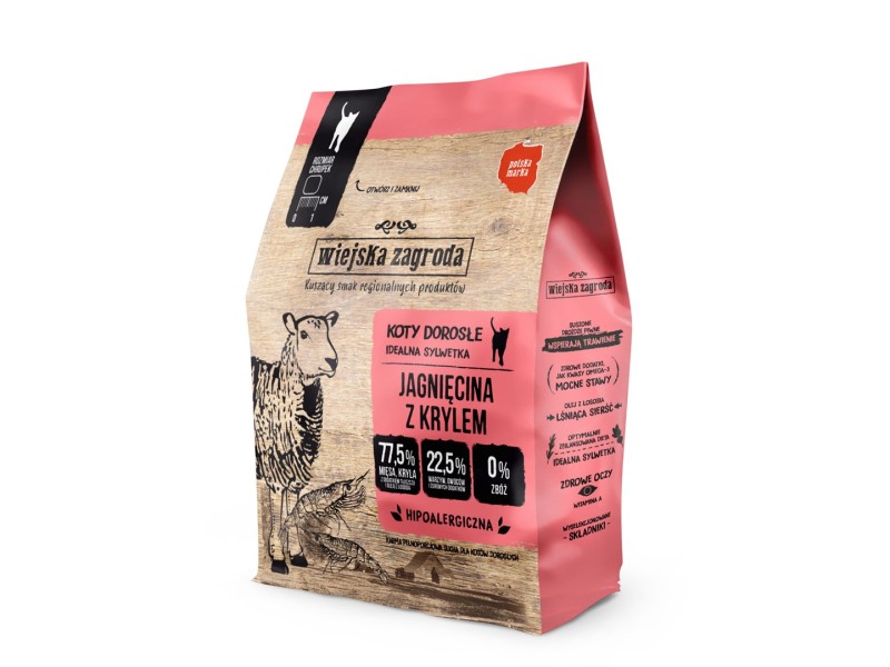 WIEJSKA ZAGRODA Lamb with krill - dry cat food - 400g DLKWZAKAS0009 – wiejska zagroda Храна за котки