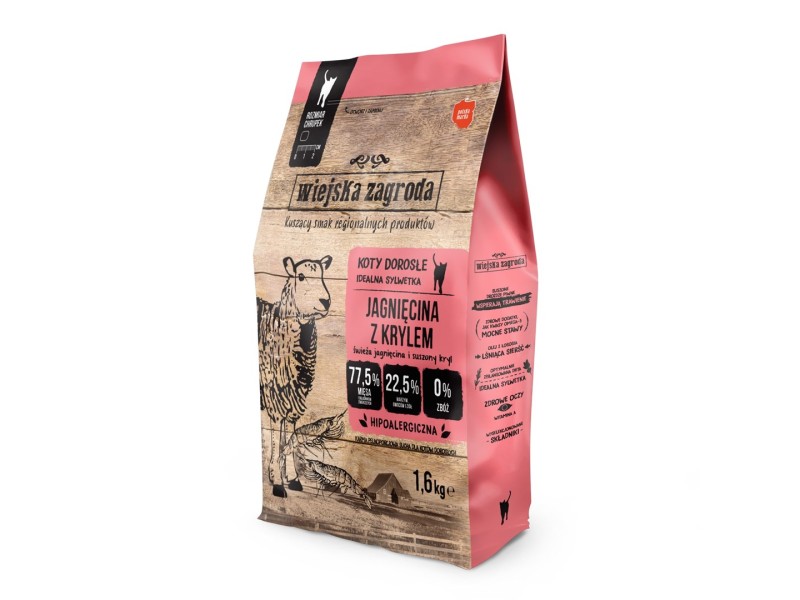WIEJSKA ZAGRODA Lamb with krill - dry cat food - 400g DLKWZAKAS0011 – wiejska zagroda Храна за котки