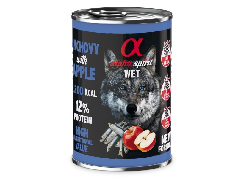 ALPHA SPIRIT WET Anchovies with apple - wet dog food - 400g DLPALSKAM0005 – alpha spirit Храна за кучета