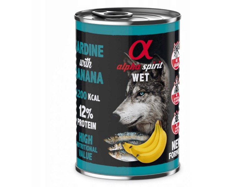 ALPHA SPIRIT WET Sardine with banana - wet dog food - 400g DLPALSKAM0006 – alpha spirit Храна за кучета