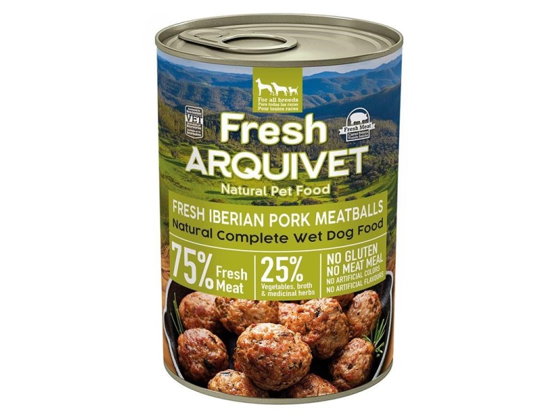 ARQUIVET Fresh Iberian Pork Meatballs - wet dog food - 400g DLPARQKAM0008 – ARQUIVET Храна за кучета