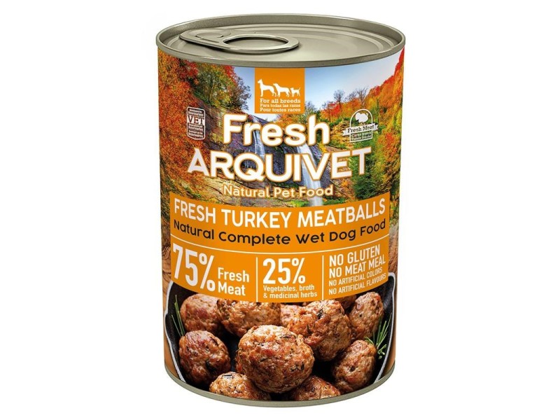 ARQUIVET Fresh Turkey Meatballs - wet dog food - 400g DLPARQKAM0007 – ARQUIVET Храна за кучета