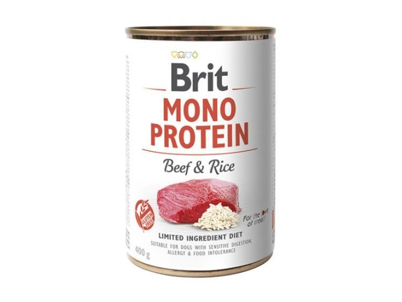 BRIT Mono Protein Beef & Rice - wet dog food - 400g DLZRITKMP0063 – Brit Храна за кучета