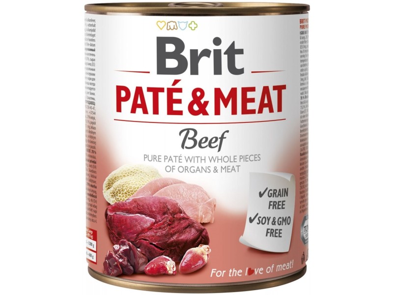 BRIT Paté & Meat with Beef - wet dog food - 800g DLZRITKMP0048 – Brit Храна за кучета