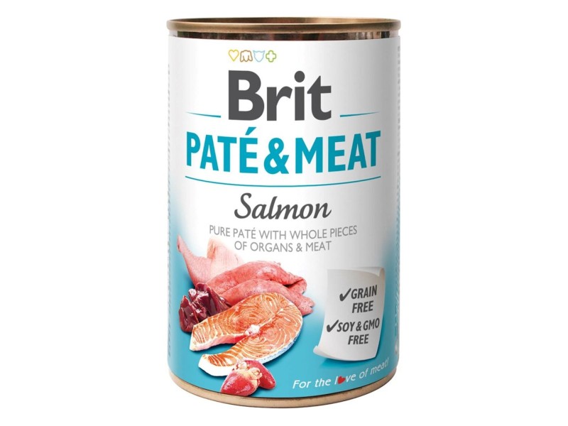 BRIT Paté & Meat with Salmon - wet dog food - 400g DLZRITKMP0038 – Brit Храна за кучета