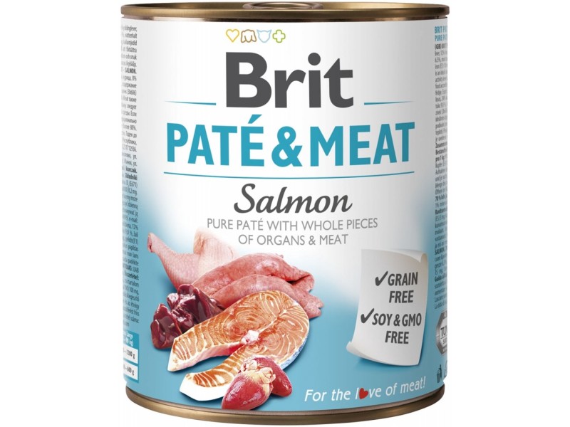 BRIT Paté & Meat with Salmon - wet dog food - 800g BRIT Paté & Meat with Salmon - wet dog food - 800g DLZRITKMP0047 – Brit Храна за кучета
