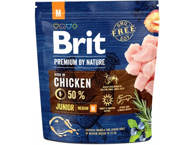 BRIT Premium by Nature Junior M Chicken - dry dog food - 1 kg DLPRITKAM0020 – Brit Храна за кучета