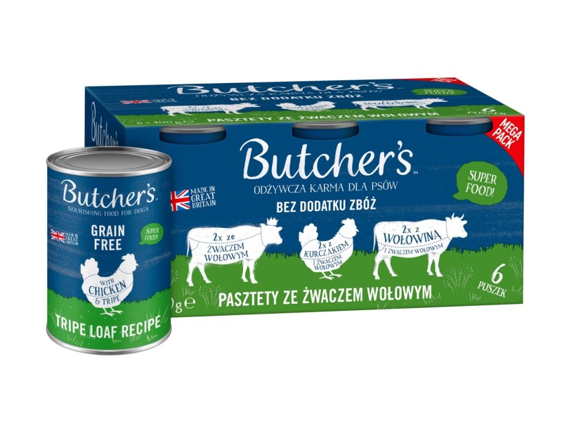 BUTCHERS Original Mega pack mix tripe loaf recipe - wet dog food - 6 x 400g DLPBHRKAM0019 – Butchers Храна за кучета