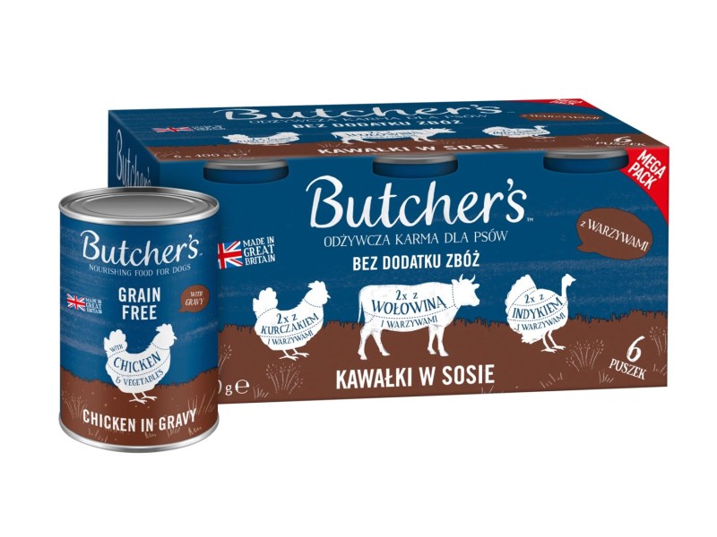 BUTCHERS Original Mega pack mix with vegetables in gravy- wet dog food - 6 x 400g DLPBHRKAM0015 – Butchers Храна за кучета