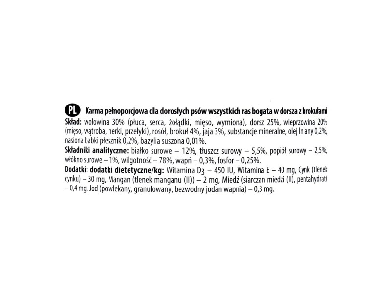 DOLINA NOTECI Premium Rich in cod and broccoli - wet dog food - 800 g DLZDNTKMP0160 – DOLINA NOTECI Храна за кучета