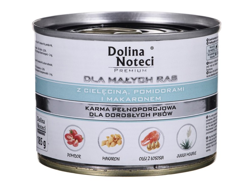 DOLINA NOTECI Premium with veal, tomatoes and pasta - wet dog food for adult small breeds - 185g AMABEZKAR3255 – DOLINA NOTECI Храна за кучета