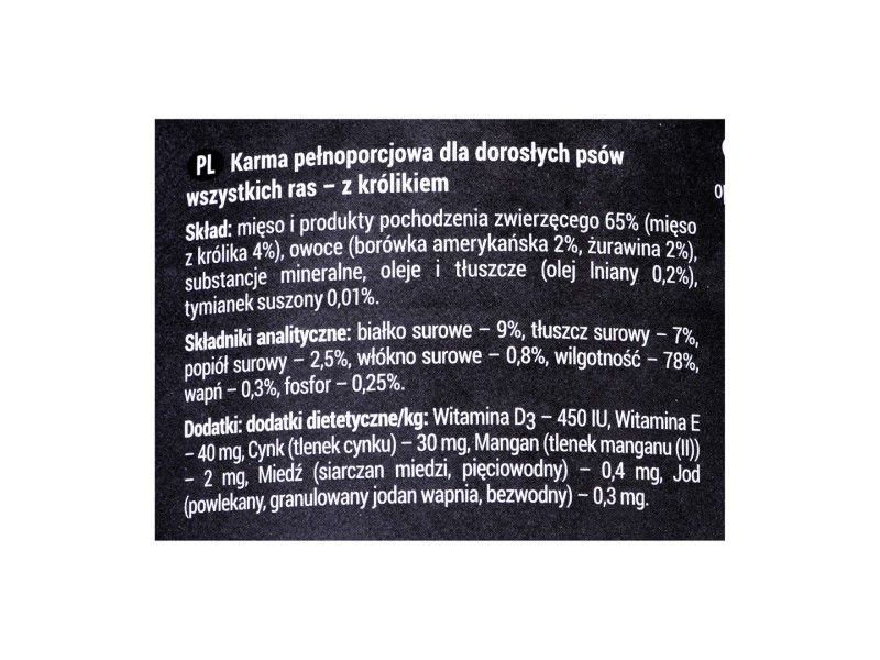 Dolina Noteci RAFI rabbit, blueberry, cranberry - Wet dog food 400 g DLZDNTKMP0129 – DOLINA NOTECI Храна за кучета