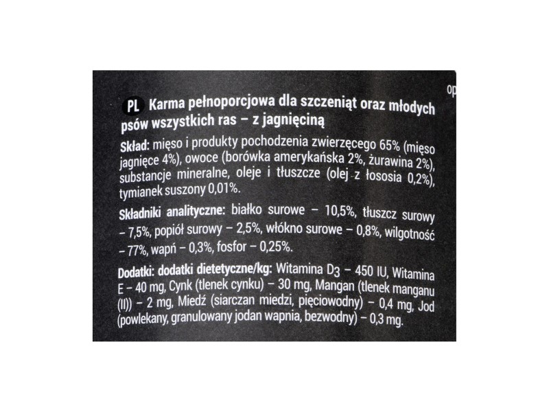 Dolina Noteci Rafi Junior with lamb, cranberry and blueberry - Wet dog food 400 g DLZDNTKMP0121 – DOLINA NOTECI Храна за кучета