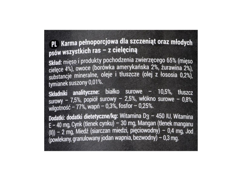 Dolina Noteci Rafi Junior with veal, cranberry, and blueberry - Wet dog food 400 g DLZDNTKMP0120 – DOLINA NOTECI Храна за кучета