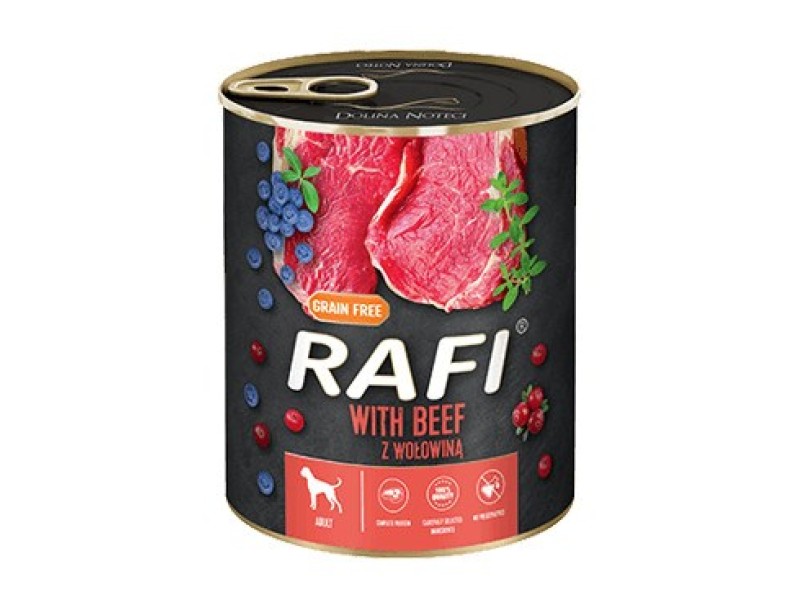 Dolina Noteci Rafi Wet dog food with beef, blueberries and cranberries - 800g DLZDNTKMP0206 – DOLINA NOTECI Храна за кучета