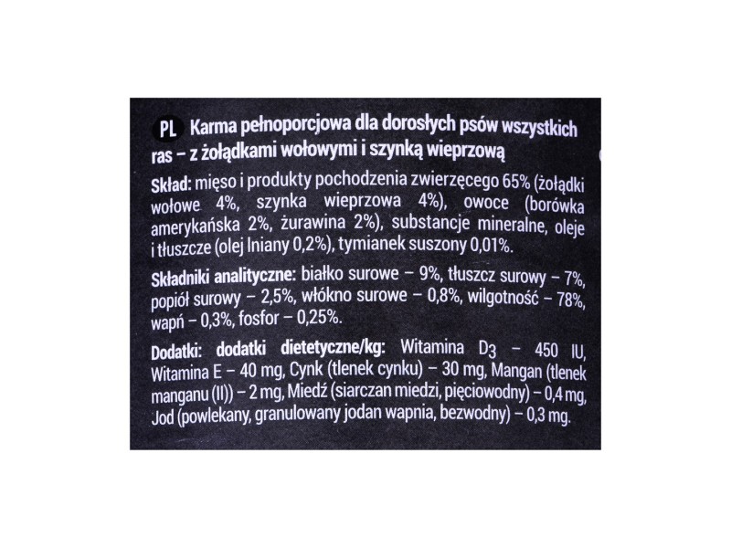Dolina Noteci Rafi beef stomachs with ham - wet dog food - 400g DLZDNTKMP0131 – DOLINA NOTECI Храна за кучета
