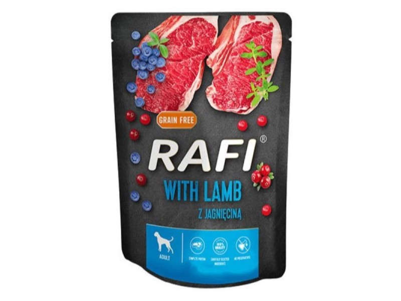 Dolina Noteci Rafi with lamb, blueberries, cranberries - Wet dog food 300 g Dolina Noteci Rafi with lamb, blueberries, cranberries - Wet dog food 300 g DLZDNTKMP0226 – DOLINA NOTECI Храна за кучета