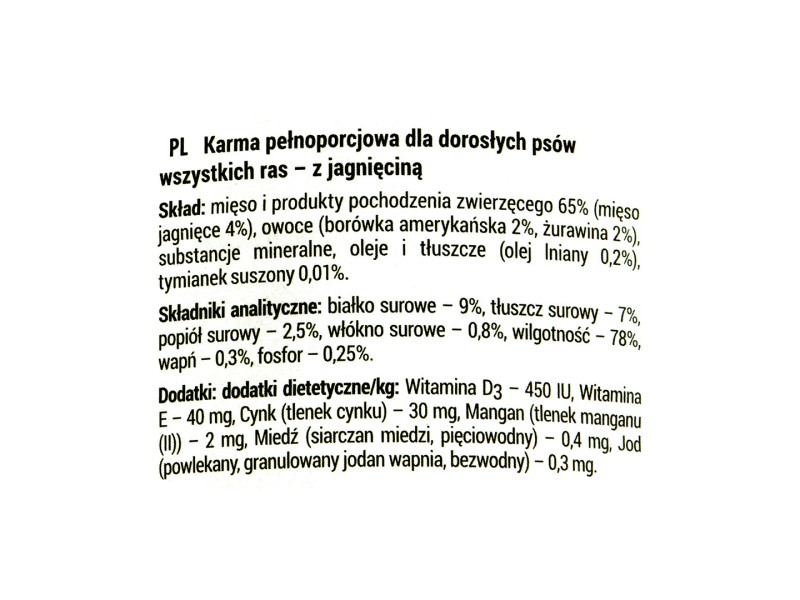 Dolina Noteci Rafi with lamb, cranberry and blueberry - wet dog food - 400g DLZDNTKMP0123 – DOLINA NOTECI Храна за кучета