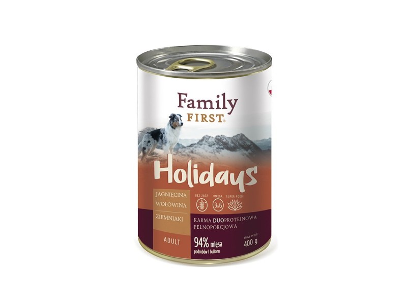 FAMILY FIRST Holidays Adult Lamb, Beef, Potato - Wet dog food 400g FF-19016 – Family FIRST Храна за кучета