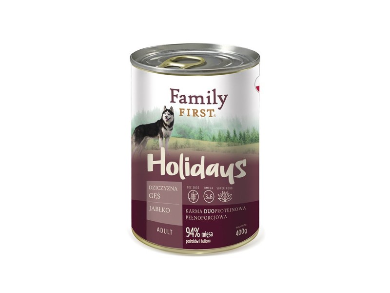 FAMILY FIRST Holidays Adult Venison, goose, apple - Wet dog food - 400 g FF-19012 – Family FIRST Храна за кучета