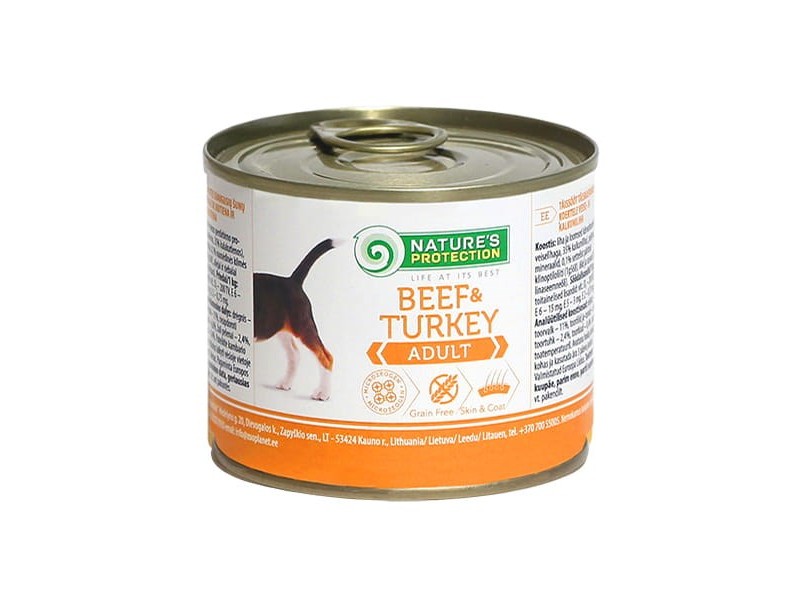NATURES PROTECTION Adult Beef and Turkey - wet dog food - 200 g DLPNPOKAM0008 –  Храна за кучета