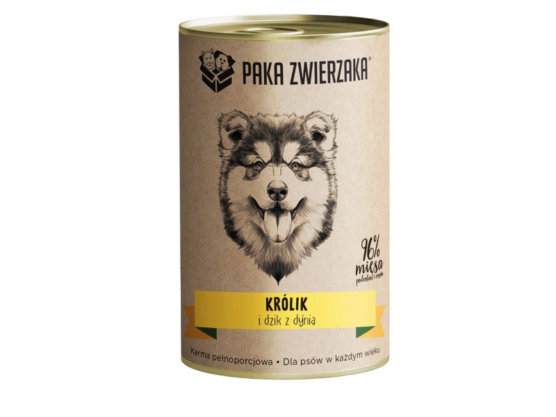 PAKA ZWIERZAKA Rabbit and boar with pumpkin - wet dog food - 400g DLPPZWKAM0005 –  Храна за кучета