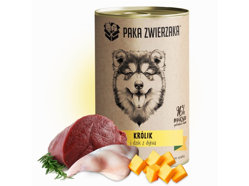 PAKA ZWIERZAKA Rabbit and boar with pumpkin - wet dog food - 400g DLPPZWKAM0005 –  Храна за кучета