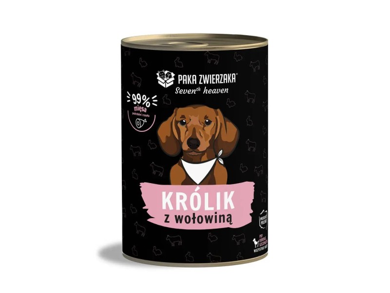 PAKA ZWIERZAKA Seventh Heaven Rabbit and beef - wet dog food - 400g DLPPZWKAM0007 –  Храна за кучета