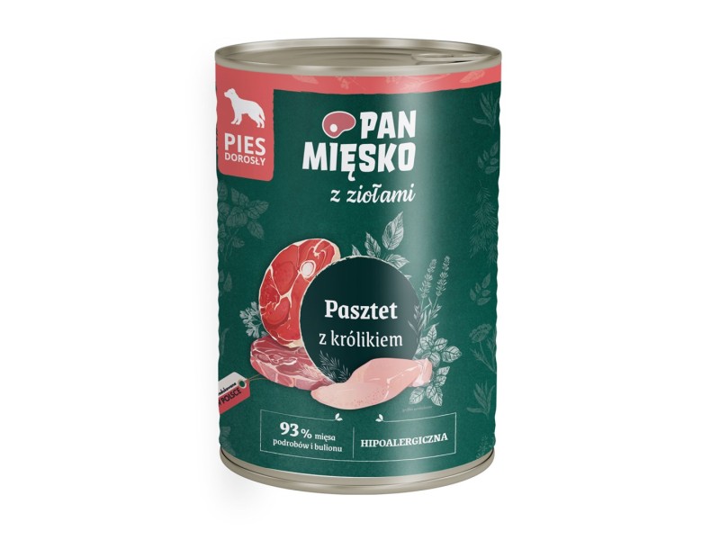 PAN MIĘSKO with herbs Rabbit pate - wet dog food - 400g DLPPMIKAM0008 – PAN MIĘSKO Храна за кучета