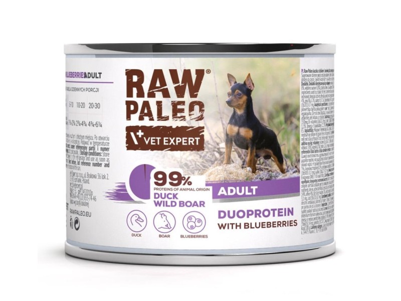 RAW PALEO Duoprotein Duck & Boar Adult - wet dog food - 200g RAW PALEO Duoprotein Duck & Boar Adult - wet dog food - 200g DLPVEEKAM0023 – VetExpert Храна за кучета
