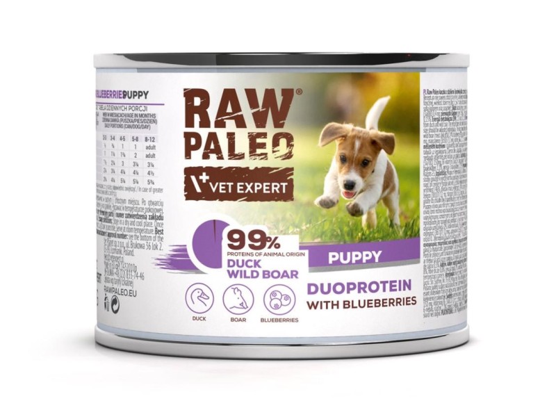 RAW PALEO Duoprotein Duck & Boar Puppy - wet dog food - 200g DLPVEEKAM0024 – VetExpert Храна за кучета