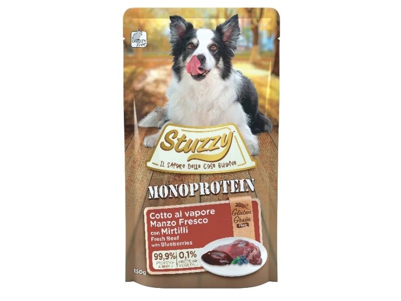 STUZZY Monoprotein Beef with blueberries - wet dog food - 150 g DLPAPFKAM0008 – Agras Pet Foods Храна за кучета