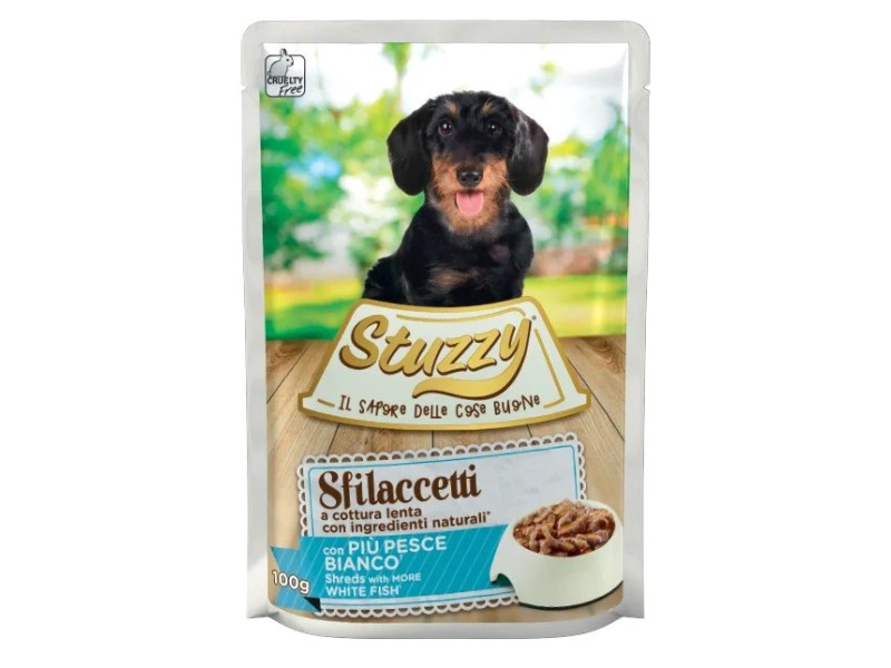 STUZZY Sfilaccetti with white fish meat - wet dog food - 100g DLPAPFKAM0032 – Agras Pet Foods Храна за кучета