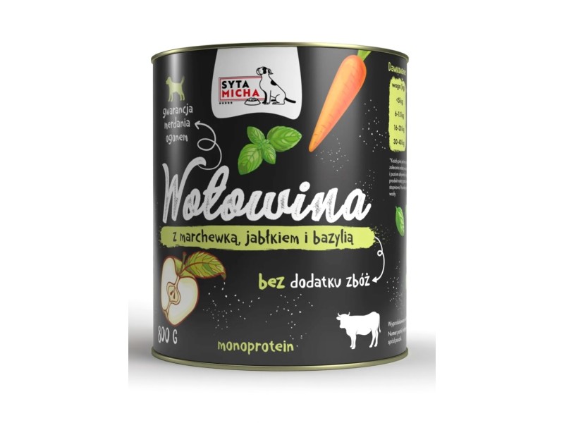 SYTA MICHA Beef with carrot, apple and basil - wet dog food - 800g DLPSMHKAM0014 – SYTA MICHA Храна за кучета