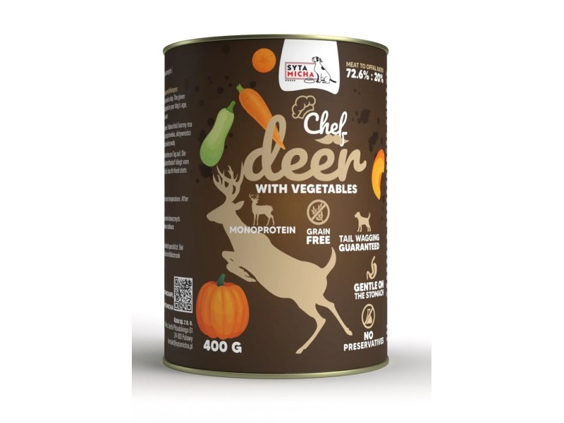 SYTA MICHA Chef Deer with vegetables - wet dog food - 400g DLPSMHKAM0018 – SYTA MICHA Храна за кучета