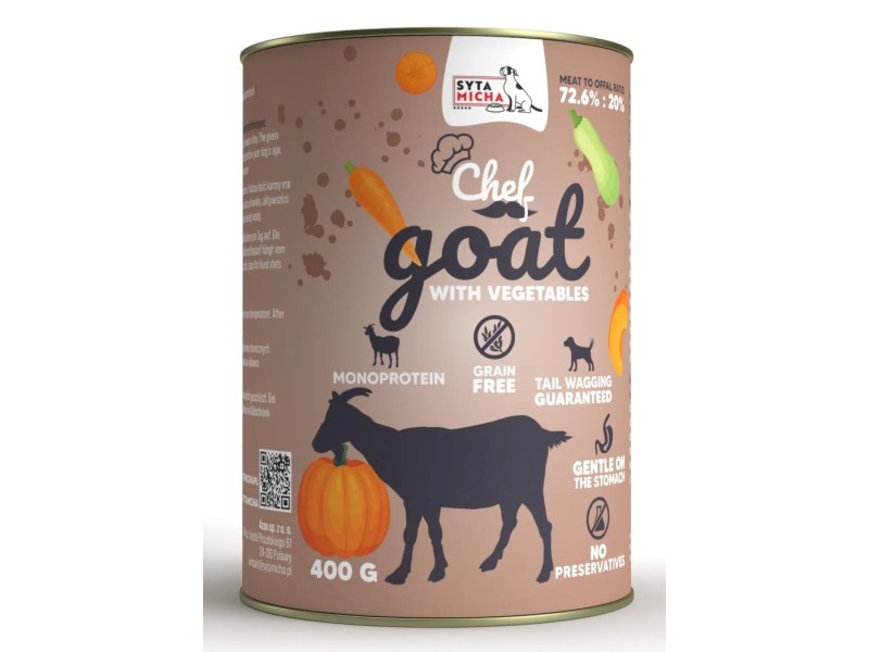 SYTA MICHA Chef Goat with vegetables - wet dog food - 400g DLPSMHKAM0011 – SYTA MICHA Храна за кучета