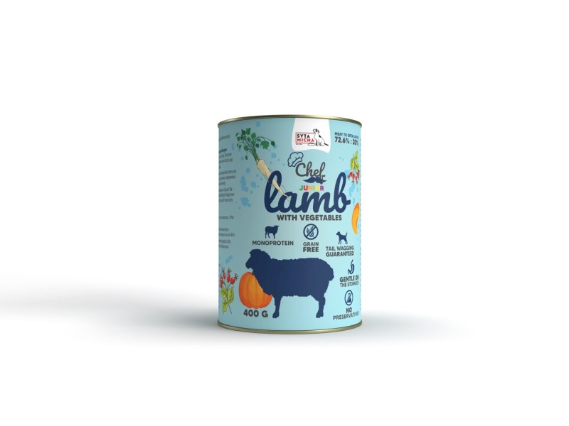 SYTA MICHA Chef Junior Lamb with vegetables - wet dog food - 400g DLPSMHKAM0033 – SYTA MICHA Храна за кучета