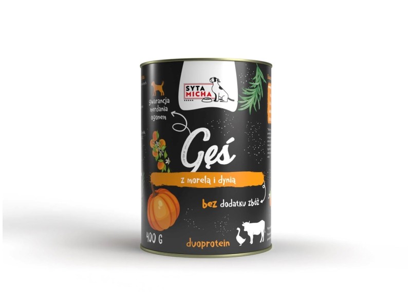 SYTA MICHA Goose with beef, apricot and pumpkin - wet dog food - 400g DLPSMHKAM0005 – SYTA MICHA Храна за кучета