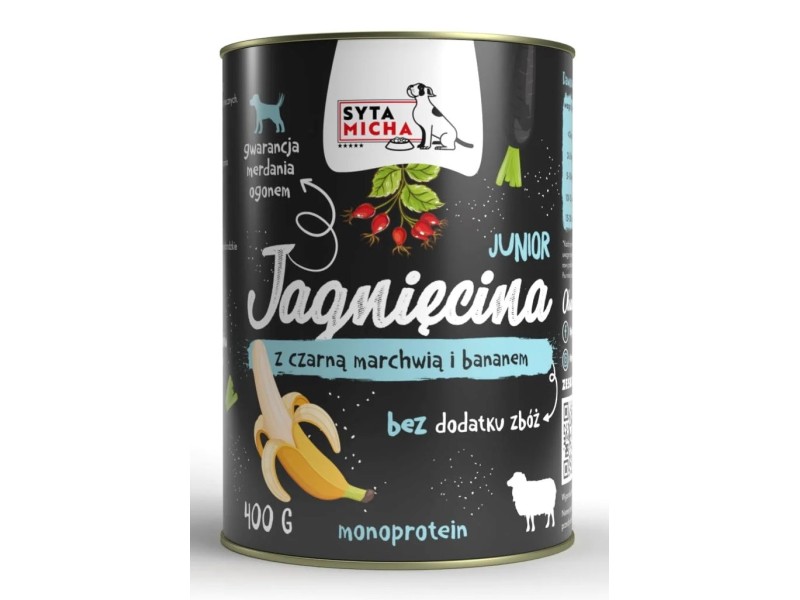 SYTA MICHA Junior Lamb with black carrot and banana - wet dog food - 400g DLPSMHKAM0022 – SYTA MICHA Храна за кучета