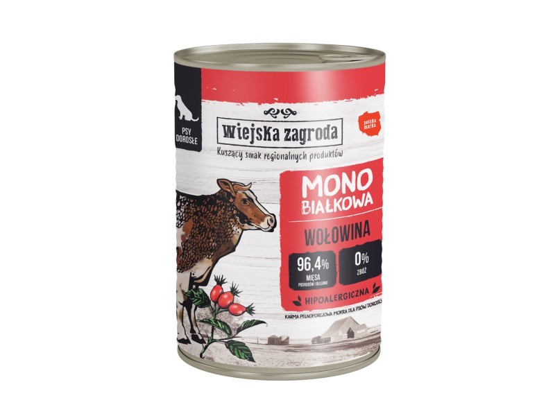 WIEJSKA ZAGRODA Monoprotein Beef - wet dog food - 400g DLPWZAKAM0002 – wiejska zagroda Храна за кучета