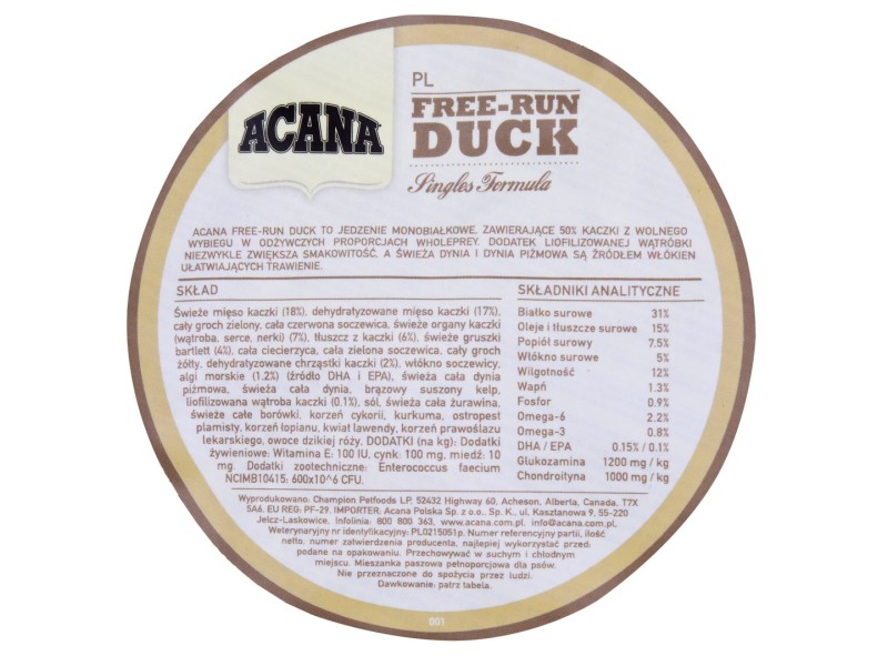 ACANA SINGLES Free-Run Duck Dry dog food Duck 2 kg DLZANAKSP0065 – Acana Храна за кучета