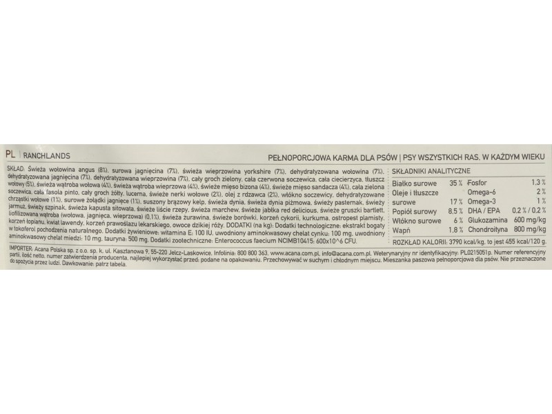Acana Ranchlands Dog 11,4 kg DLZANAKSP0051 – Acana Храна за кучета