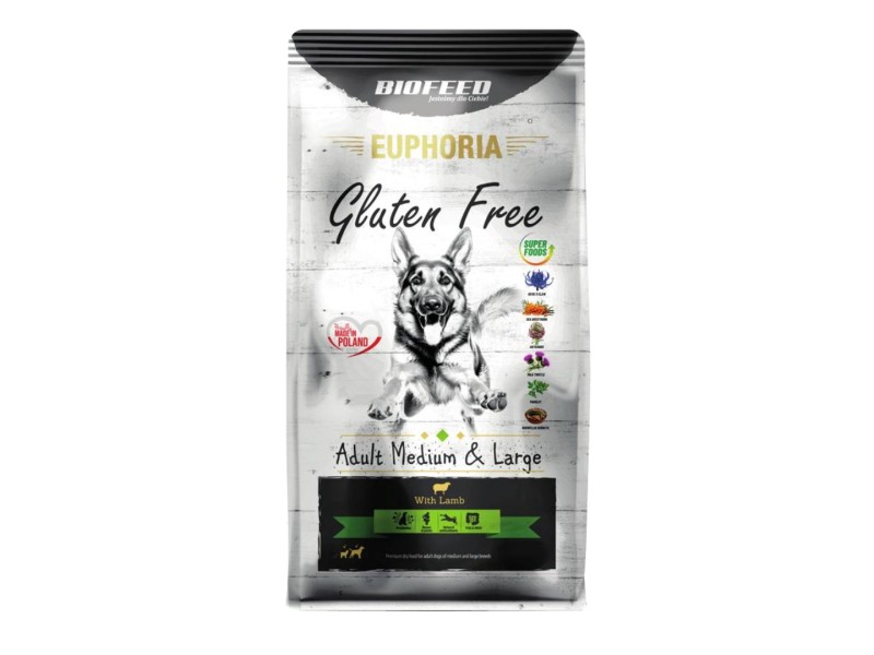 BIOFEED Euphoria Gluten Free Adult medium & large Lamb - dry dog food - 12kg DLPBFDKAS0053 – BIOFEED Храна за кучета
