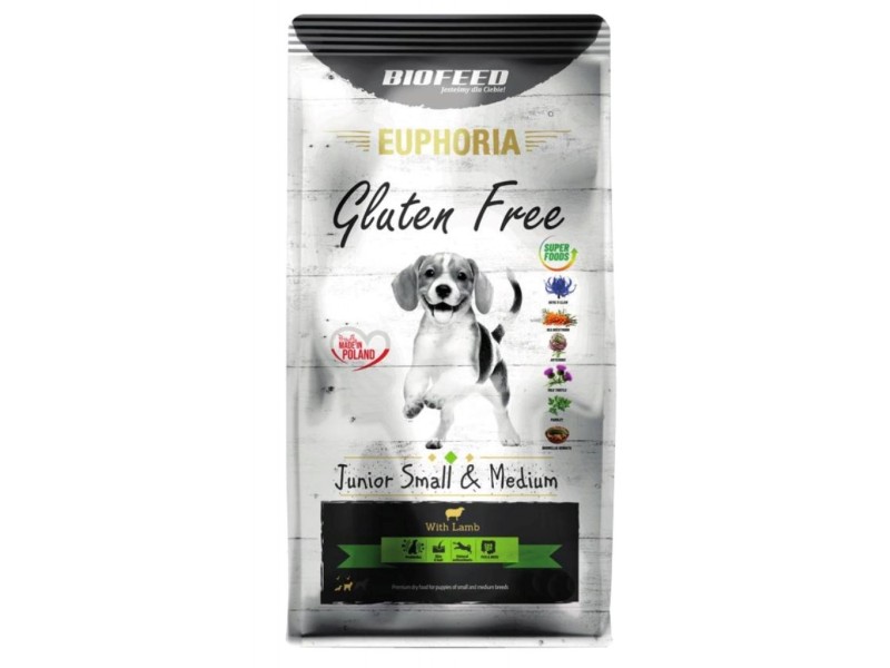 BIOFEED Euphoria Gluten Free Junior small & medium Lamb - dry dog food - 12kg DLPBFDKAS0039 – BIOFEED Храна за кучета